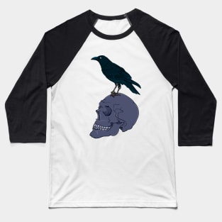 Raven on a Skull Baseball T-Shirt